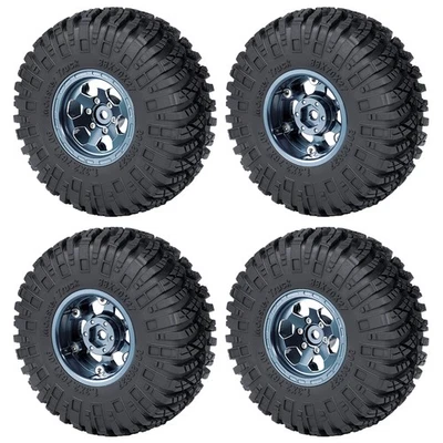 RCBATER Alu 1.3" Beadlock RC Wheel Rim Tire for TRX4M SCX24 1/18 1/24 RC Crawler - Image 1 of 4