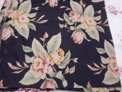 Vintage Ralph Lauren Charleston Black Floral Queen Flat Sheet-100% Cotton-1990's - Image 1 of 4