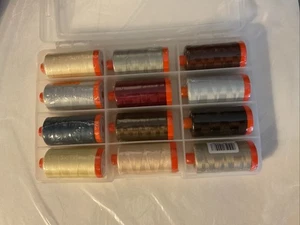 Aurifil Thread Bundle - 12 LARGE SPOOLS COTTON 50WT With Case - Picture 1 of 2