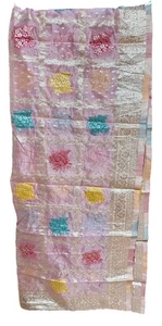 Rosa Plata Butti India BANARSI Chanderi Dupatta Envolvente Bufanda Estola Chunri Chal - Imagen 1 de 10