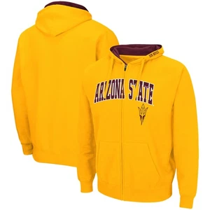 Men's Colosseum Gold Arizona State Sun Devils Arch & Logo 3.0 Full-Zip Hoodie - Picture 1 of 3