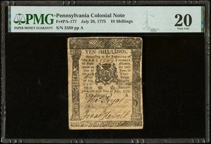 1775 PENNSYLVANIA American Revolution Colonial Currency Bank Note PA-177, PMG 20 - Picture 1 of 5