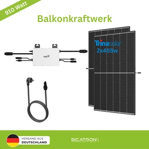 Balkonkraftwerk 900 Watt Fox Ess Wechselrichter PV Solar Trina Solar 455W - Bild 1 von 3