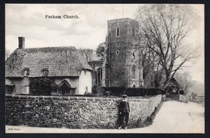 Postcard Parham nr Wickham Market Suffolk village Church early view by Smiths - Picture 1 of 2