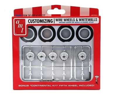 New AMT 1:25 Scale KH Wire Wheels & Whitewall Tire Parts Pack AMTPP033 - Image 1 of 2
