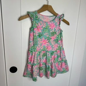 Lilly Pulitzer Brynn Tropical Floral Print Ruffle Trim Dress Size Medium - Picture 1 of 5