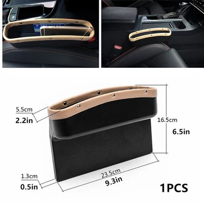 1x Seat Side Storage Box Case Pocket Car Organizer Gap Holder Plastic & Leather Foto 1 de 4
