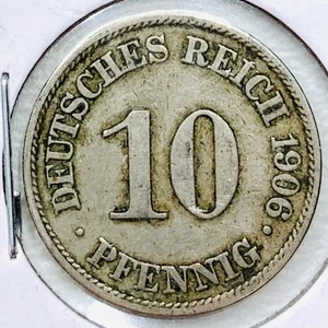 1906 A German Empire 10 Pfennig Coin - Picture 1 of 4