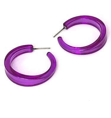Violet Transparent Lucite Lola Hoop Earrings - Image 1 of 4
