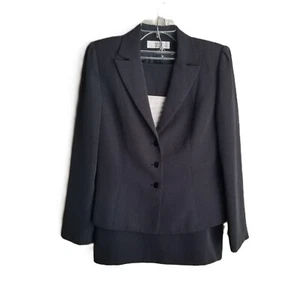 Tahari Arthur S Levine Pin Dot Skirt Suit Size 8 Professional Business Black - Picture 1 of 16