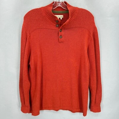 Territory Ahead Sweater Mens XL Henley Pullover Knit Red Orange Ribbed Cuffs - Image 1 of 4