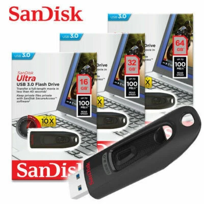 SanDisk Ultra USB3.0 Flash Drive CZ48 16GB 32GB 64GB 128GB 256GB Memory Pen - Image 1 of 4