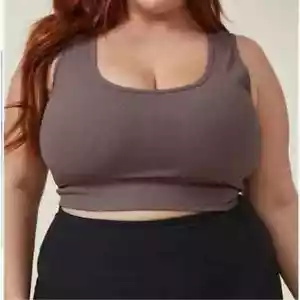 Cotton On Women's Plus Size Curve Active Rib Crop Tank Top Brown Sz 14 NWT - Picture 1 of 4