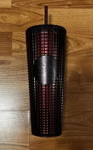 Starbucks 2020 Christmas Plum Berry Grid Studded Cold Cup Tumbler 24 oz - Picture 1 of 1