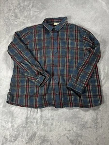 L.L. Bean Plaid Flannel Button Up Shirt Men's Size 3XL Reg Blue Long Sleeve - Picture 1 of 9
