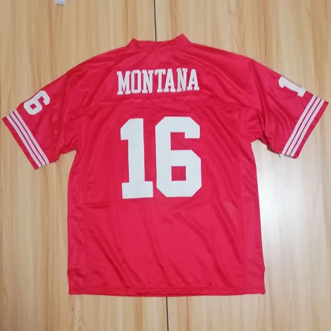 White Red Retro American Football Jersey 16# Joe Montana Jersey Custom Stitched Cover