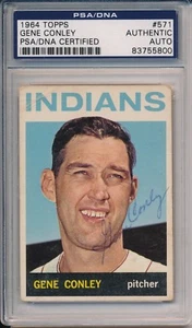 Gene Conley Indians Auto Autographed Signed 1964 Topps Card #571 ~ PSA/DNA Slab - Picture 1 of 8