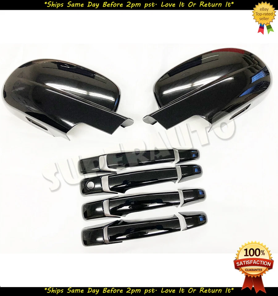 For 07-13 Chevy Silverado Glossy Black Full Mirror+Handle Covers GMC Yukon Tahoe - Image 1 of 1