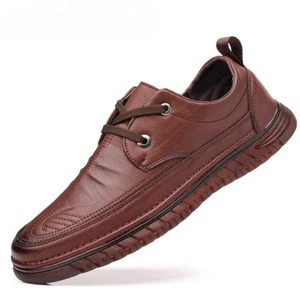 Zapatos informales de cuero para hombre Zapatos transpirables de negocios al aire libre con cordones Zapatos planos - Imagen 1 de 26