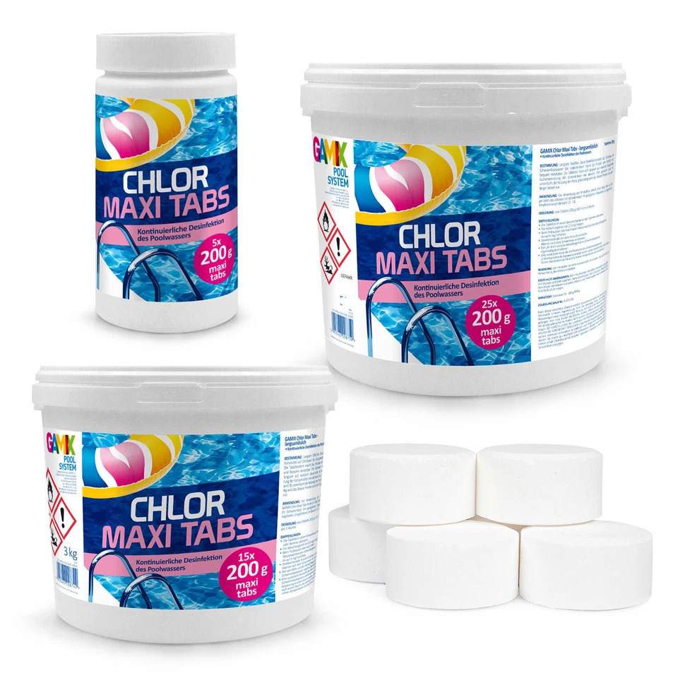 Chlortabletten für Pool 1-5 kg Langsamlöslich Tabs Pflege für Schwimmbad Chlor - Bild 1 von 1