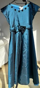 Kinder Blumenmädchen Tüll Partykleid Spitze Hochzeit Abendkleid Blau Gr.5 - Bild 1 von 4
