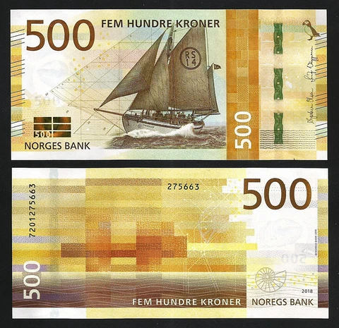 Norway 500 Kroner 2018, UNC, P-56 Cover