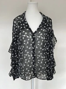 Topshop top women 8 black blouse long sleeves lightweight NEW with tags itemB15 - Picture 1 of 13
