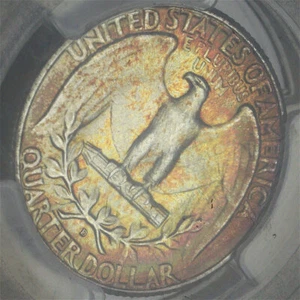 1948-D Washington Quarter PCGS MS-67 - Fireball Reverse Toning! - Picture 1 of 3