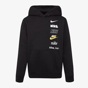Nike Sportswear Junior Boys Black Logo Pullover Hoodie DX5158 010 - Picture 1 of 2