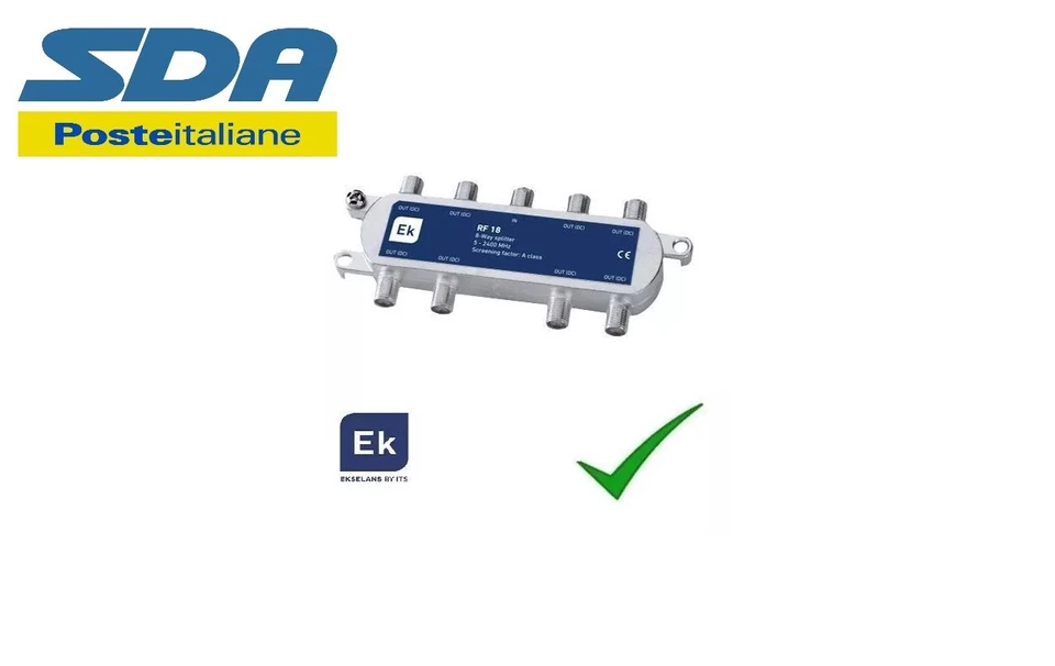 Partitore Divisore Splitter Tv Satellitare 1 INGRESSO 8 USCITE con connettori F - Immagine 1 di 1