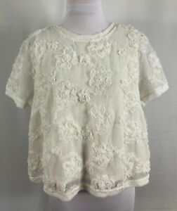 New City Chic Women Top Lined White Lace Floral Short Sleeve Polyester XS