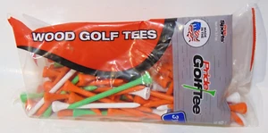 Golf Tees Wood 3 1/4 inch 90 Count Pride Green Orange White Tees Multicolor NEW - Picture 1 of 3