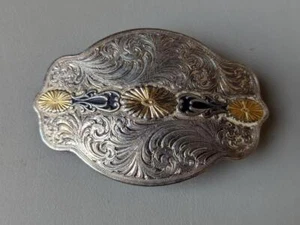 vintage MONTANA SILVERSMITHS belt buckle NATIVE AMERICAN indian SILVER PLATE - Picture 1 of 6