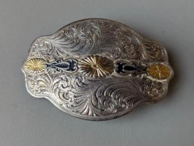 vintage MONTANA SILVERSMITHS belt buckle NATIVE AMERICAN  indian SILVER PLATE - Image 1 of 4