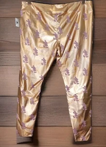 Leggings Parques Disney Plus 1x Pantalones Mickey Mouse Rosa Lámina Metálica Oro Rosa - Imagen 1 de 7