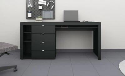 Schreibtisch Arbeitstisch Computertisch 4 Schubkästen weiß Büro Tisch Dolly - Bild 1 von 3