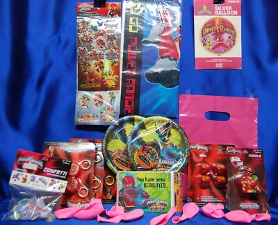 Pink Power Rangers Fiesta # 16 Platos Mantel Servilleta Giratoria Vela Adhesivo Pog Foto 1 de 4
