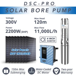 [Pro] 4" Solar AC/DC Water&Resin Cooled Motor Deep Well Bore Hole Pump 120m 3HP - Picture 1 of 6