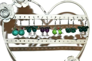 Conjunto de 5 pendientes con cuentas hechos a mano para niñas y perlas boho retro - Imagen 1 de 29