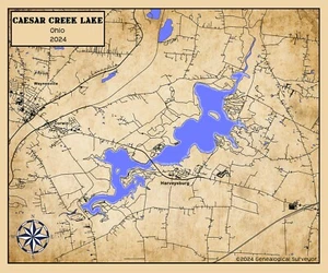 Karte von Caesar Creek Lake Ohio 2024 - Bild 1 von 3