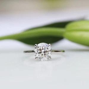 18k White Gold Engagement Ring Solitaire GIA IGI 0.50 Ct Round Natural Diamond - Picture 1 of 11