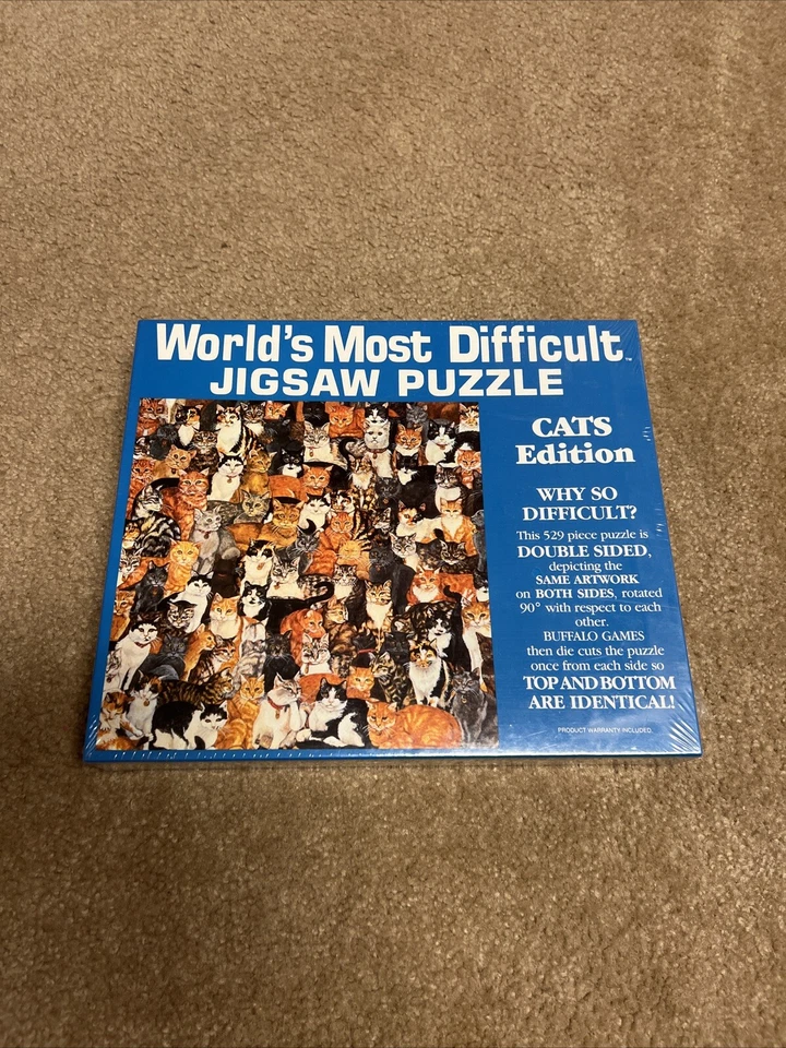 World's Most Difficult Jigsaw Puzzle CATS 529 Pieces Double Sided SEALED 15x15 - Image 1 of 1