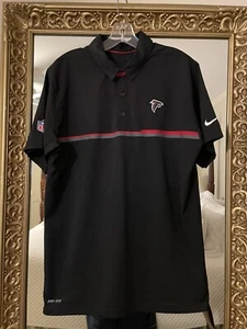Nike Dri-Fit NFL On-Field Atlanta Falcons Polo Shirt Black Size Medium - Picture 1 of 6