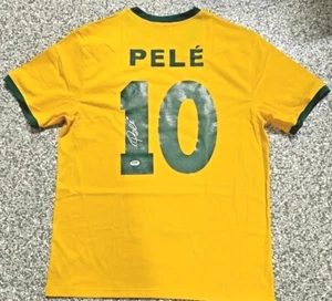 PELE Hand signed Brazil soccer Jersey PSADNA WITNESSED COA Authentic in person - Picture 1 of 7