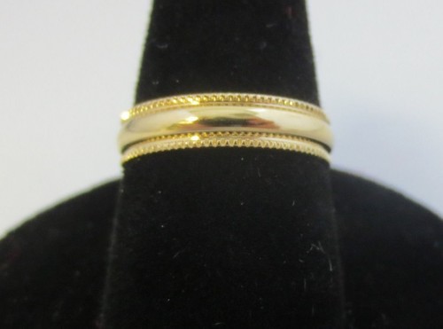 SIZE 5 14KT GOLD EP PATTERNED EDGE 3MM WEDDING RING | eBay