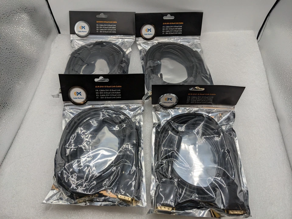 LOTE DE 4 adaptadores de cable de doble enlace macho DisplayPort DP a DVI-D chapados en oro de 15 pies Foto 1 de 4