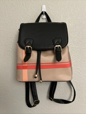 NEW Kate Hill Faux Leather Handbag Purse Backpack Quiet Luxury Minimalist Plaid - Image 1 of 4