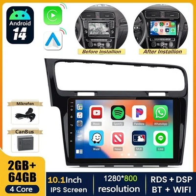 Android 14 Autoradio Carplay GPS Navi RDS WiFi DSP für VW Golf VII MK7 2012-2017 - Bild 1 von 4