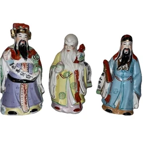 Statuine porcellana cinese vintage tre immortali 6 1/2” con scatola - Foto 1 di 24