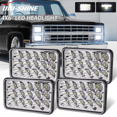 4PCS 4X6" LED Headlights Hi/Lo Beam For Chevrolet Pickup C10 C20 K10 K20 R10 R20 - Image 1 of 4